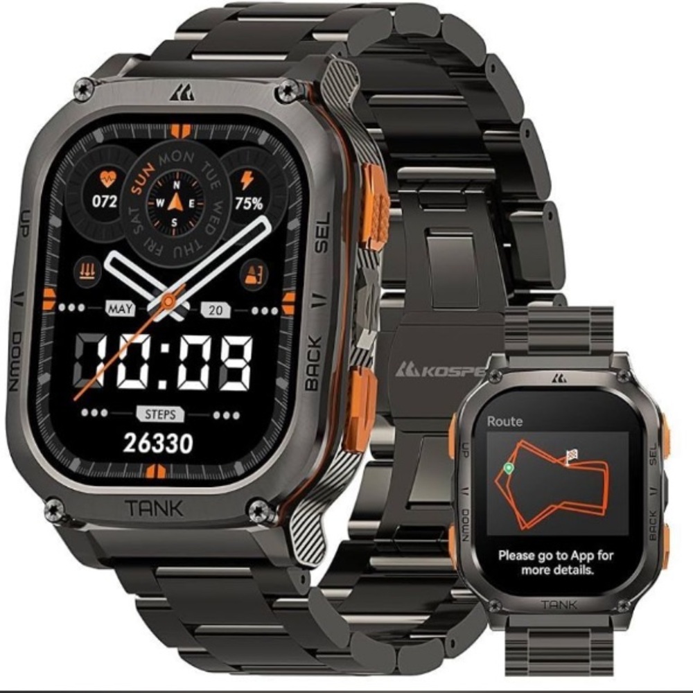 Black Smartwatch with Digital Display and Fitness Tracking
